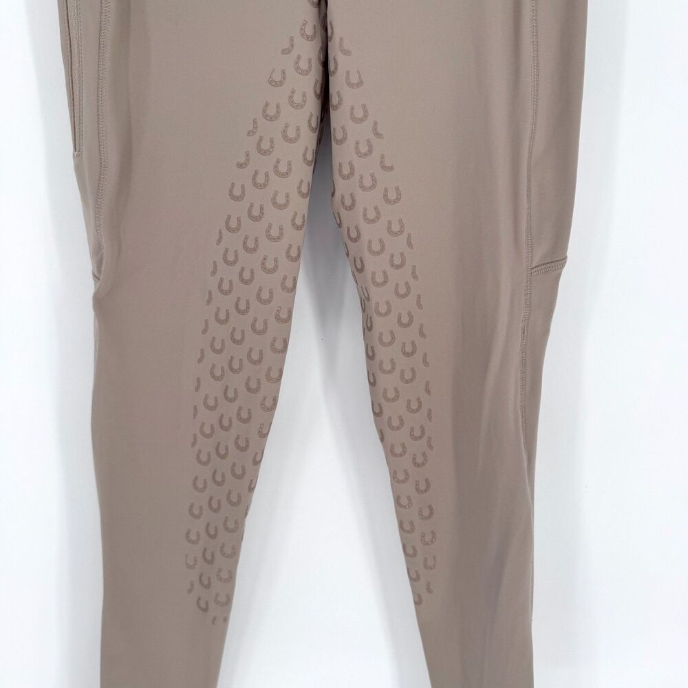 Girls FITST4 Equestrian Riding Breeches Leggings Tan Knee Grip XL - Picture 5 of 9